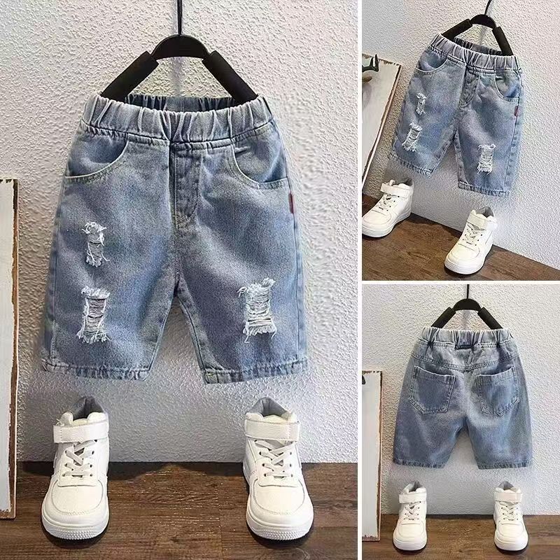 2025 Boys' Rented Denim Shorts New Small and Medium-sized Children's Soft Shorts Handsome Boys Summer Pants Trendy