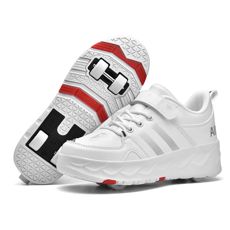 Picture of Boys' New Four-wheel Heelys with Light Charging Two-wheel Skate Shoes with Lace Wheels Mesh Shoes for Boys and Girls
