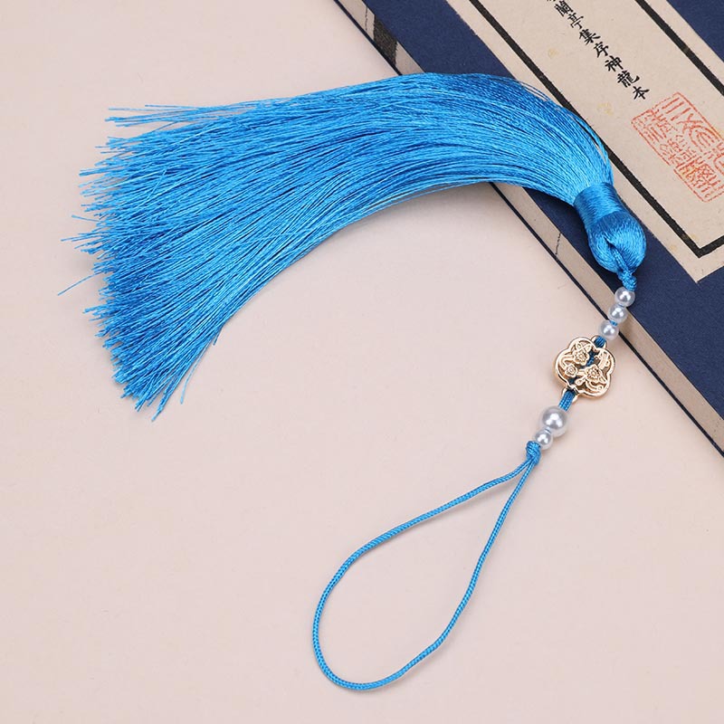 Picture of Pearl Fan Ancient Style Tassel Waist Pendant Fan DIY Tassel Chinese Han Dynasty Cheongsam Car Hanging Tassel Pendant