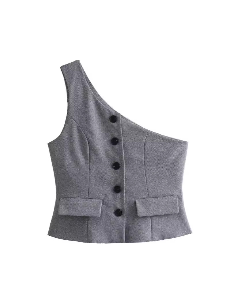 Picture of Cross-border Foreign Trade ZA Women's 2024 Spring New Sleeveless Top Women's Asymmetric Vest