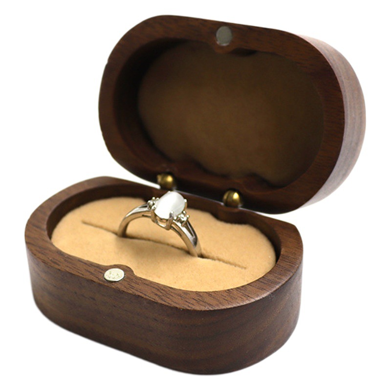 Picture of Dragon and Phoenix Jewelry Box Vintage Wooden Earrings Ring Box Flannelette Jewelry Pair Ring Storage Box for Women