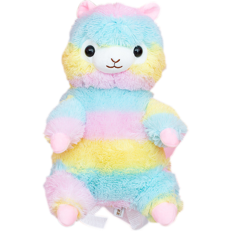 Picture of Cross-border hot-selling mythical beast rainbow alpaca plush toy backpack