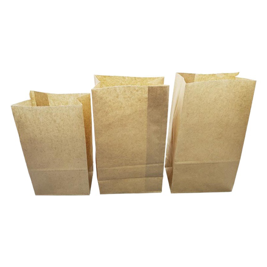 Brown Packing Paper Bag Thickened Oil-Proof Square Bottom Bag Takeaway Popcorn Bag Storage Square Packaging Hand-Held Paper Bag Wholesale