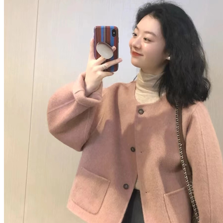 Pink Chanel Style Woolen Coat Women's 2024 Autumn and Winter New Explosions Late Autumn Woolen Short Casual Korean Style
