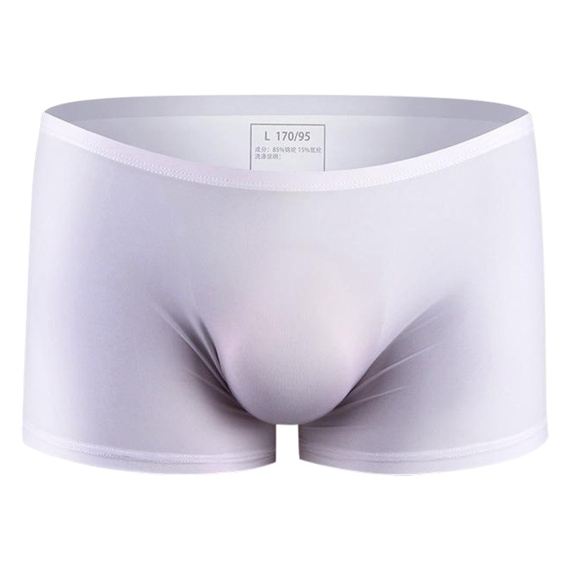 Summer Men's Ice Silk Underwear 3D Die Sexy Transparent Youth Boxers Ultra-thin Breathable Boxers Trendy