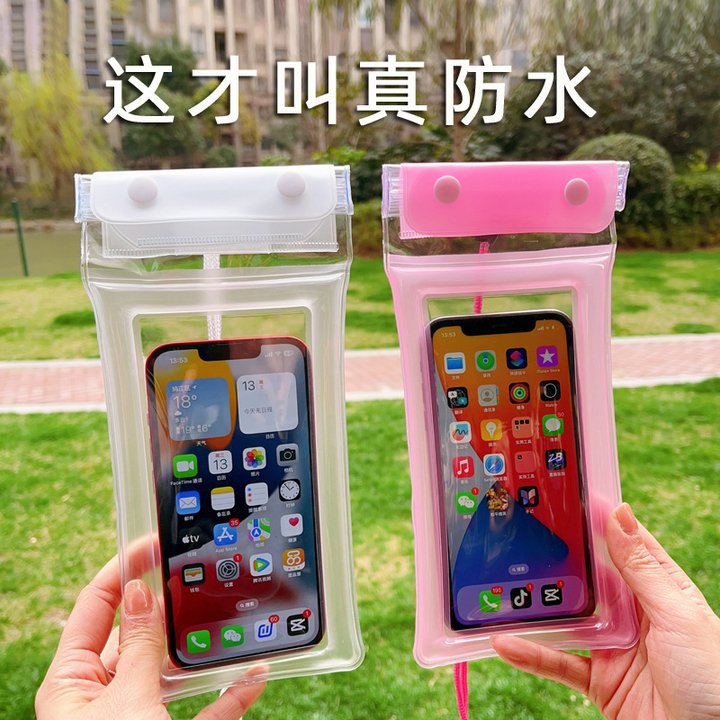 Picture of Three-fold mobile phone waterproof bag airbag swimming drifting Velcro seal protection diving cover touch screen manufacturers wholesale