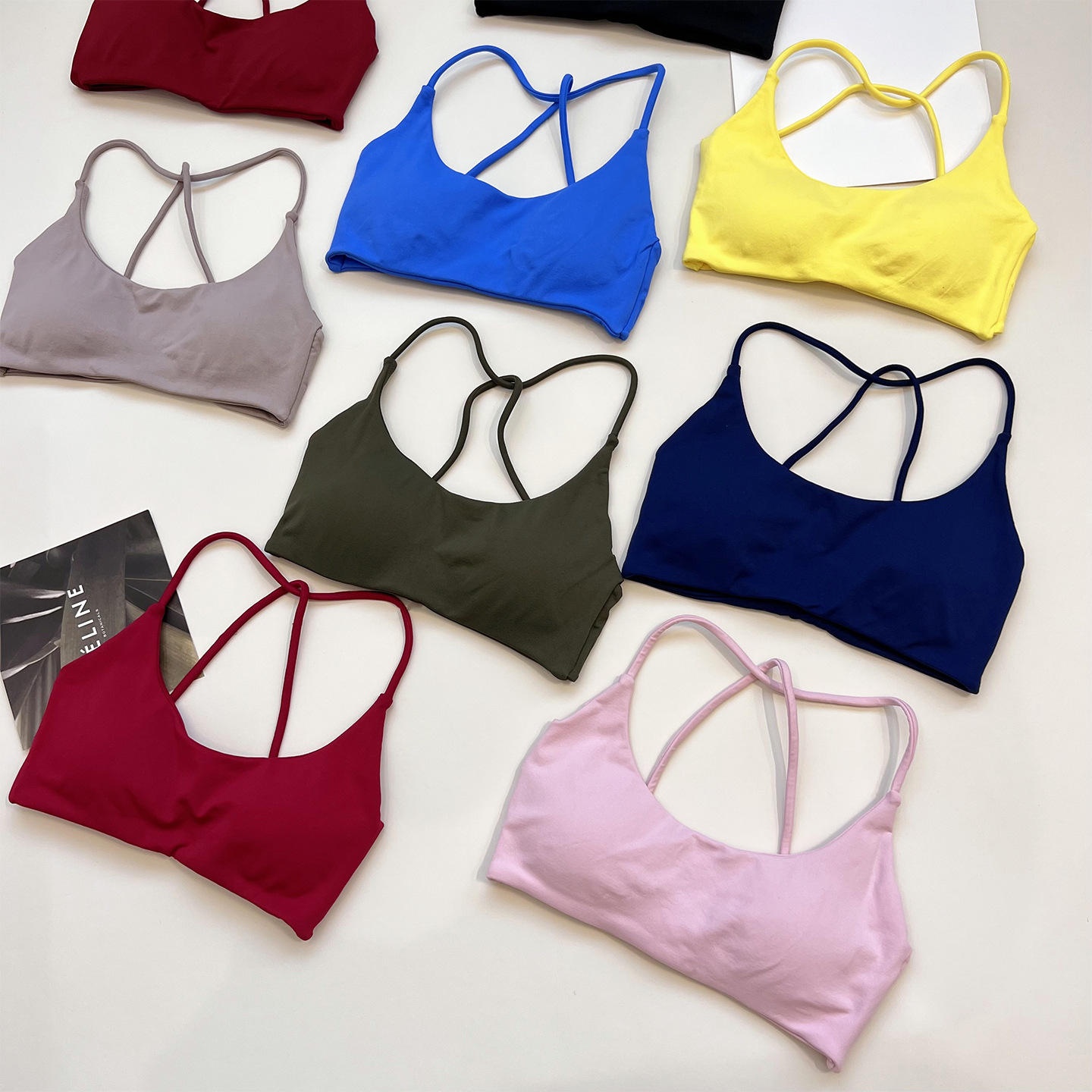 Cross-Border Motherland Version Df Unlabeled Version Spaghetti Straps Twisted Beautiful Back Push-Up Shock-Proof Sports Bra Yoga Vest Fitness