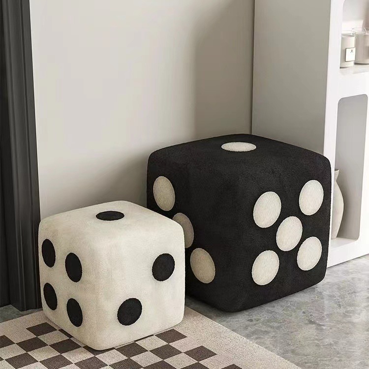 Home door change shoe stool, dice small stool, creative sitting pier, lamb wool living room door footstool, sieve small stool