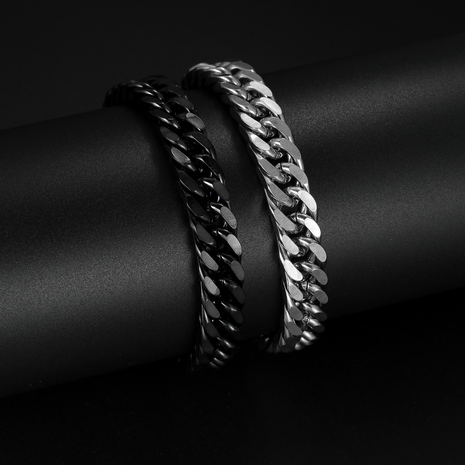 24 European and American hiphop Street Hip Hop Trend Cuban Chain Titanium Steel Bracelet Six-sided Milled Hippo Temu Hot Explosions
