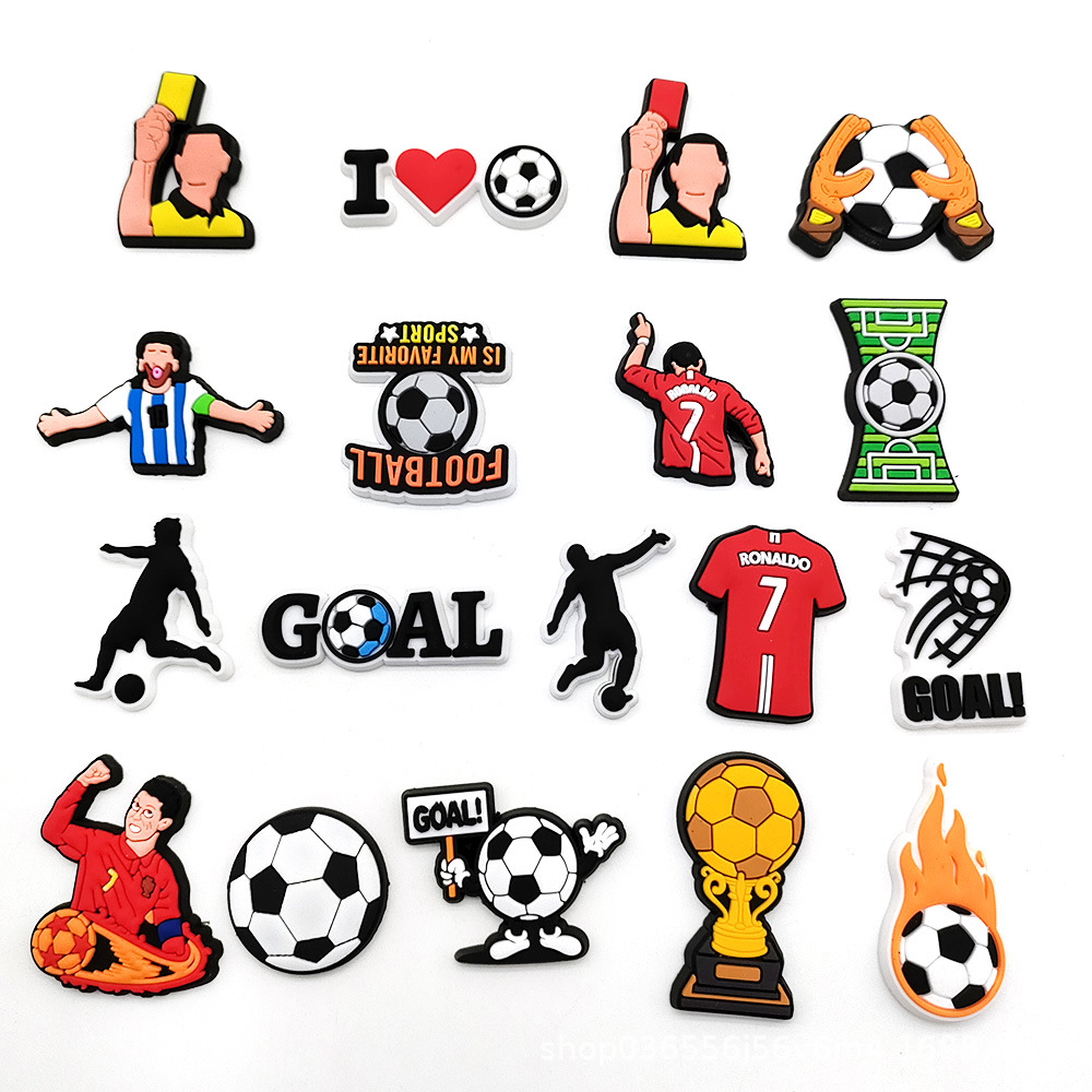 Football Sports Series Cave Shoes Shoes Flower Shoe Buckle World Cup Decorative Buckle Soft Rubber Personalized Garden Shoes Accessories