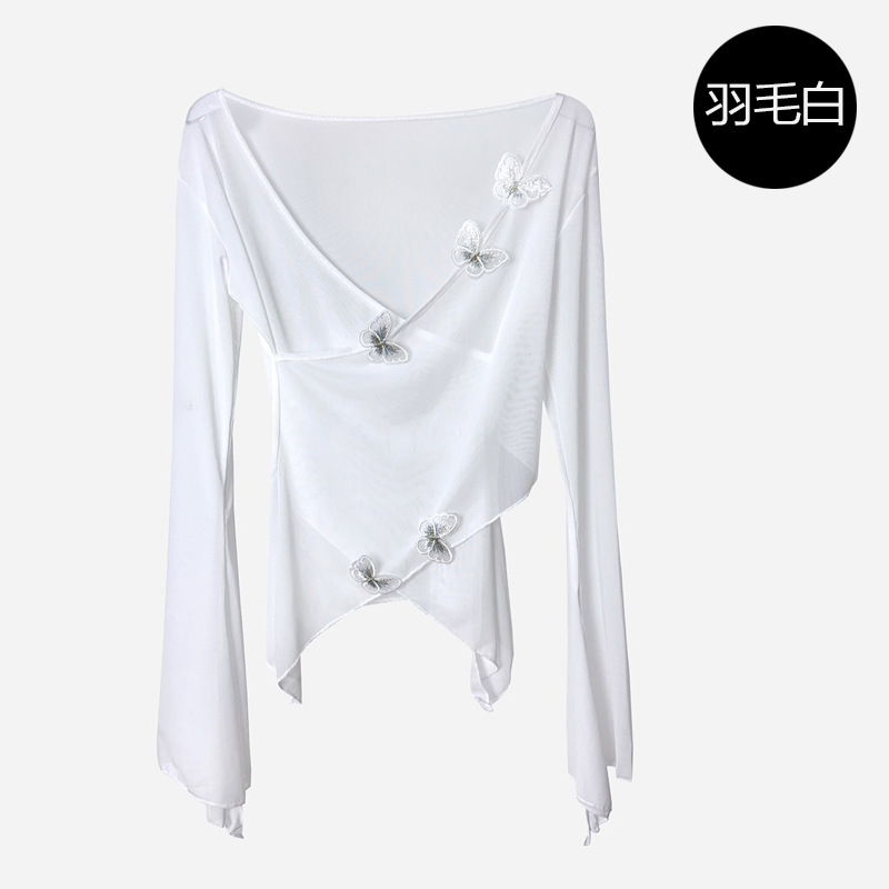 Picture of Classical Dance Costume Butterfly Mesh Body Rhyme Gauze Costume Chinese Dance Folk Dance Practice Costume Art Test Body Jacket Women