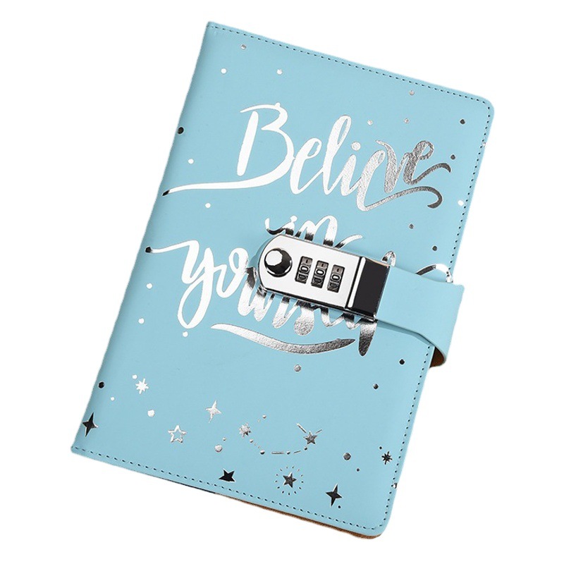 New creative A5 European business office stationery work diary Pu imitation leather combination lock notebook notebook