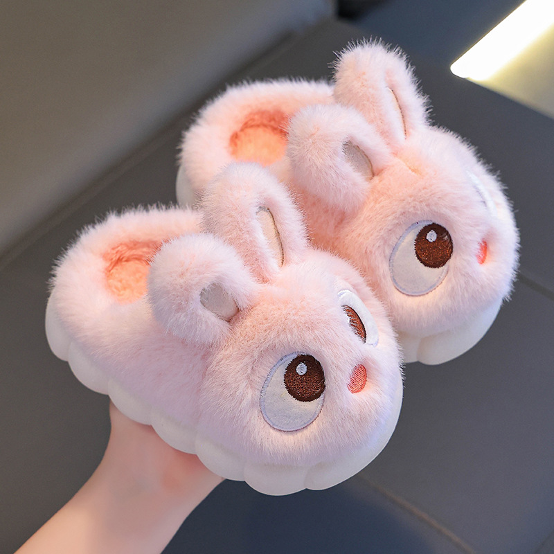 2025 New Children's Cotton Slippers Winter Boys and Girls Parent-Child Cute Cartoon Bags and Non-Slip Indoor Baby at Home