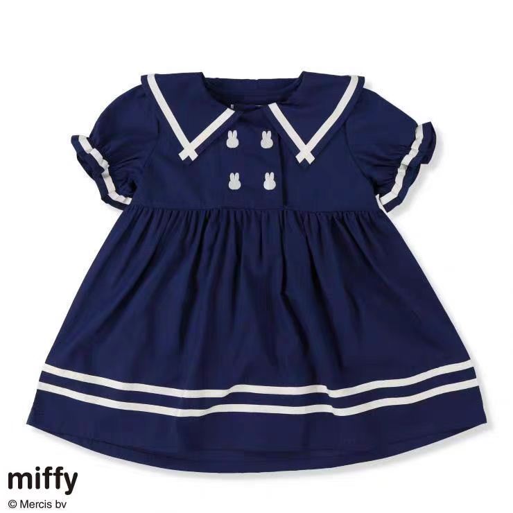 Picture of 2025 Summer Miffy Rabbit Children's Clothing Baby Girl Cute Short Sleeve Lapel Dress