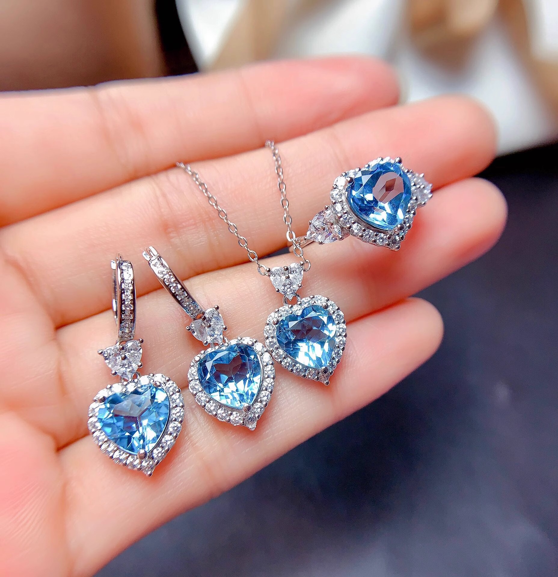 Picture of Live Cross-border New Imitation Natural Swiss Topa suit Ring Pendant Earrings Mozambique Garnet Jewelry