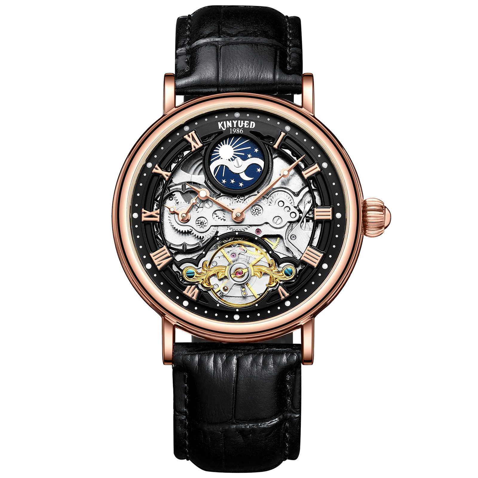 Picture of Kinyued Fully-Automatic Mechanical Watch Waterproof Men's Watch Multi-Function Mechanical Watch Double-Sided Cut Out Men's Watch