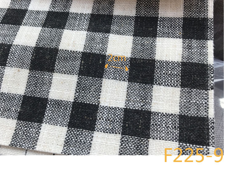 Picture of 9 Coated F225 Linen Polyester-Hemp Interwoven Polyester Black and White Plaid Stripe Fabric Shoe Cloth