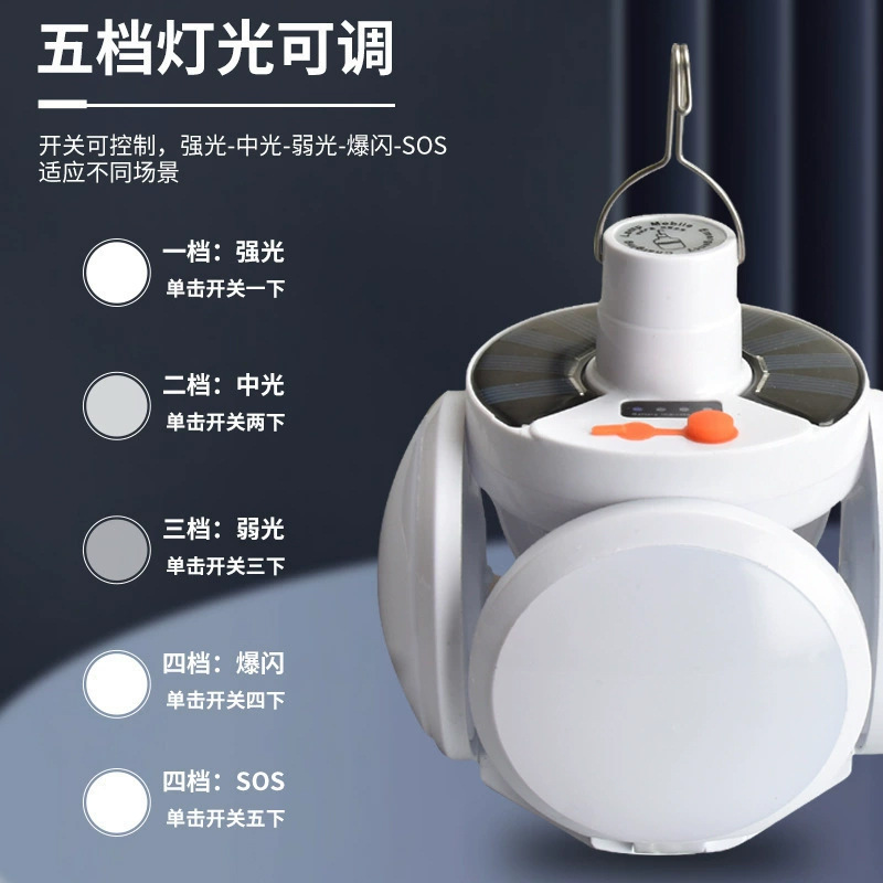 Picture of Solar Football Lamp Long Endurance Charging Camping Lamp Five-sided Luminous Multifunctional Folding Household Emergency Bulb Lamp