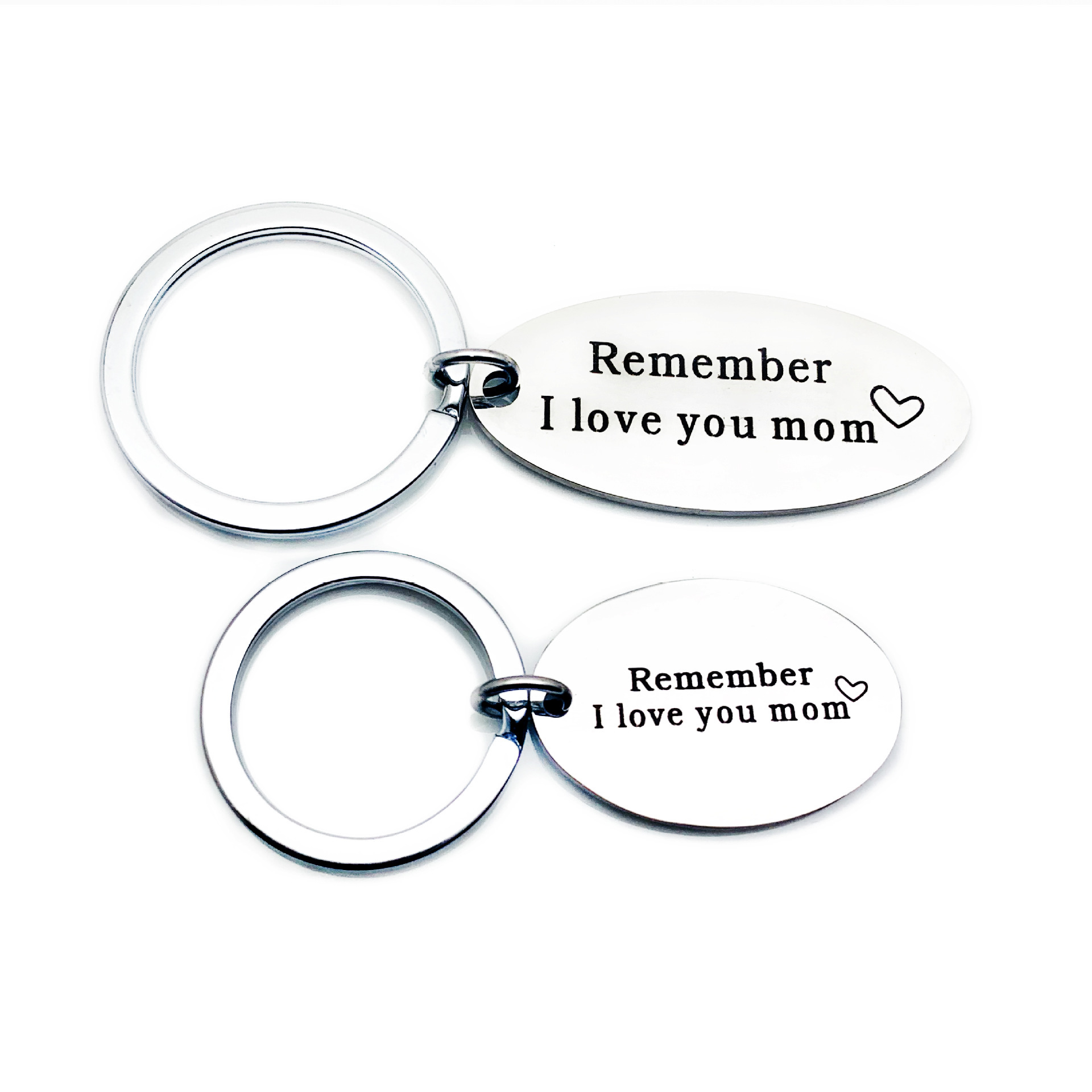 Oval Remember I love you mom Mother's Day gift DIY tag stainless steel keychain