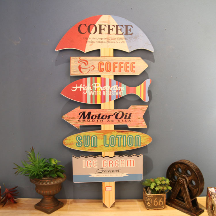 Picture of American Style Retro Old Signs Road Signs Wall Decorations Wall Hanging Bar Internet Cafe Decorations Pendant Wall Decorations Crafts