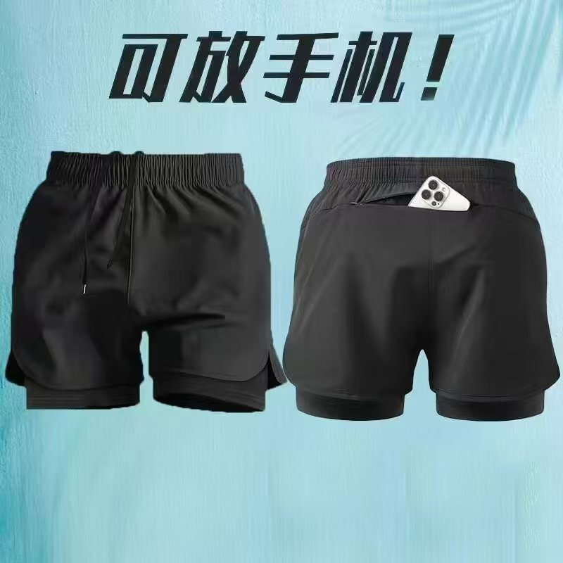 Running Shorts for Men's Special Mobile Phone Sports Summer Professional Track and Field Training Quick-drying Triple Pants Lined Pants