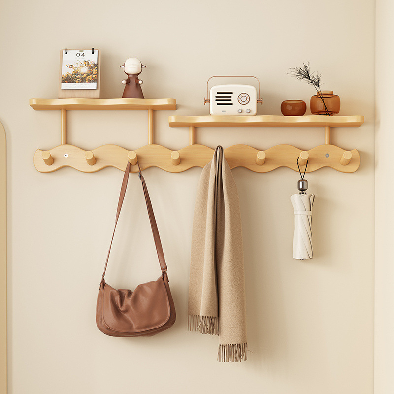 Entrance hanger hanger wall hanger wall hanging door key bag storage hanger clothes hook bedroom door back wavy coat rack