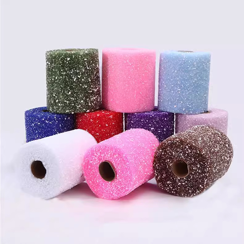 Snow spot gauze handmade rose flower flower bag bouquet packaging snow spot gauze net gift wedding diy material color