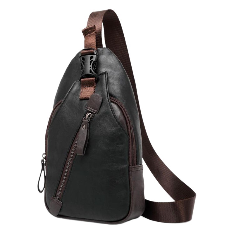 Picture of Wholesale New Korean Style Pu Leather Men's Chest Bag, Fashionable Shoulder Bag, Crossbody Bag, Hanging Bag, Cycling Backpack