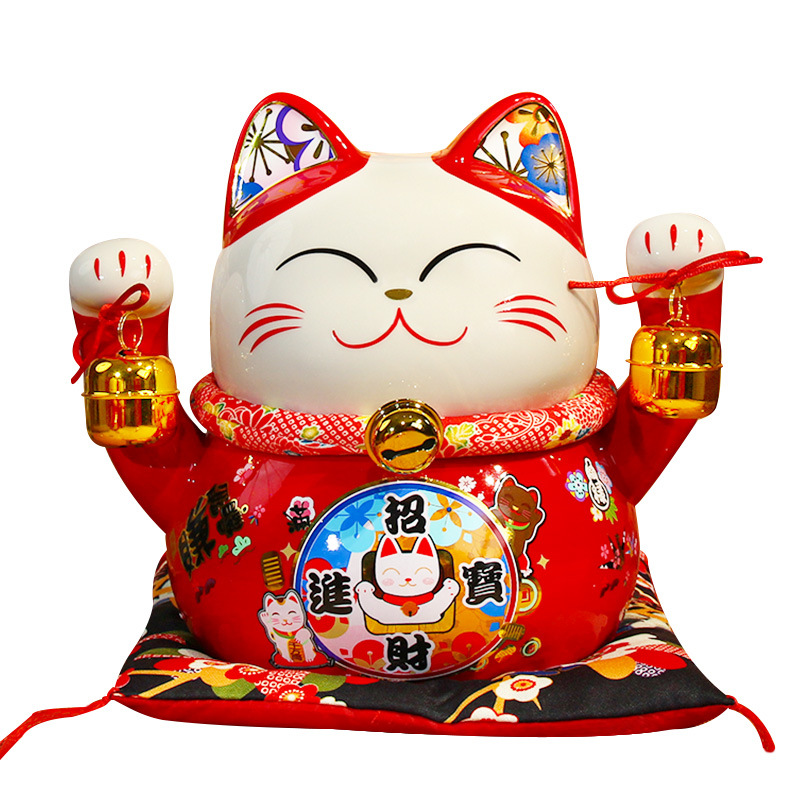 Picture of Fuyuan cat new dragon year lucky cat ornaments bank enterprise opening year red business gifts ceramic lucky cat custom