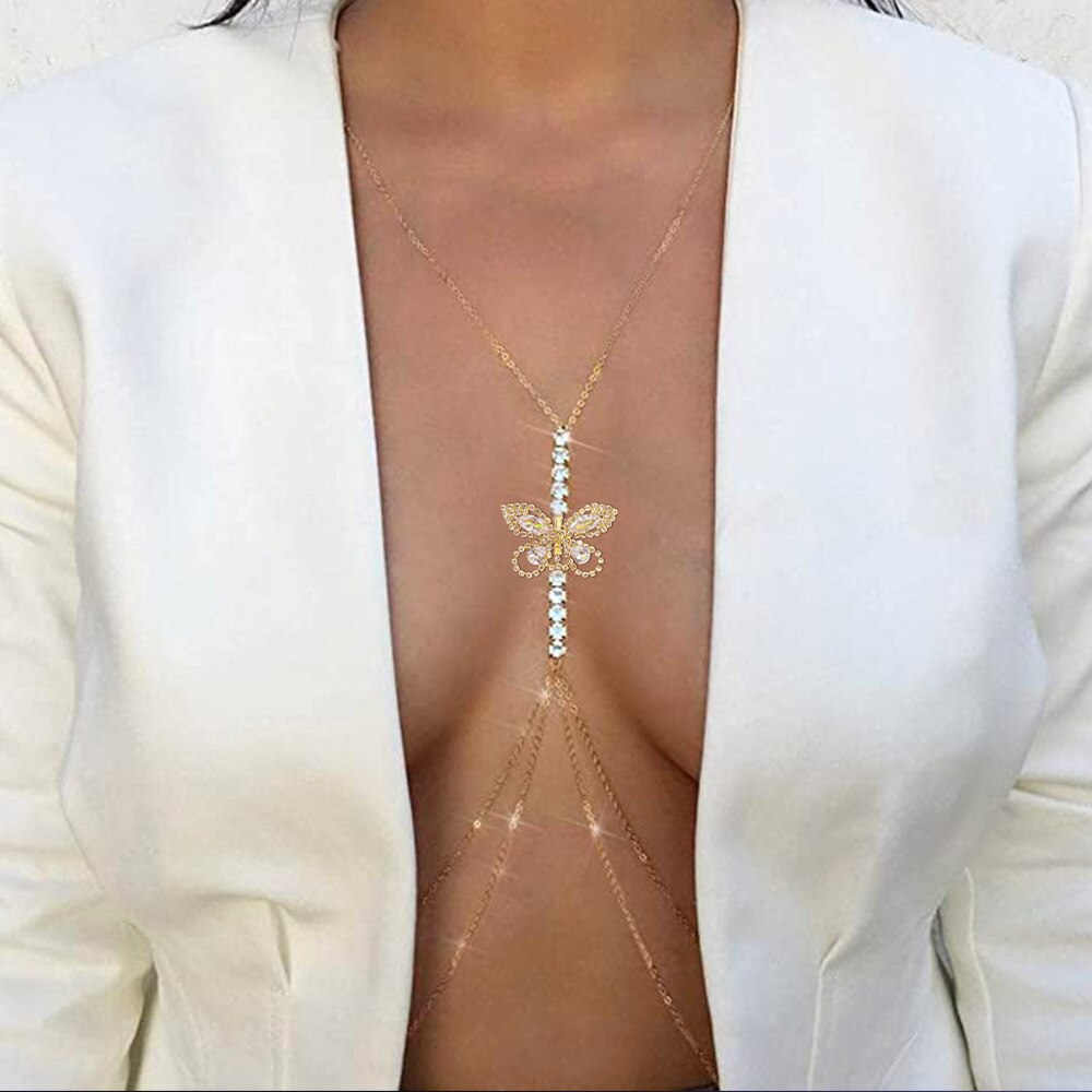 Picture of Cross-border New Accessories Simple Zircon Butterfly body chain European and American Rhinestone Neck chain Waist chain body chain
