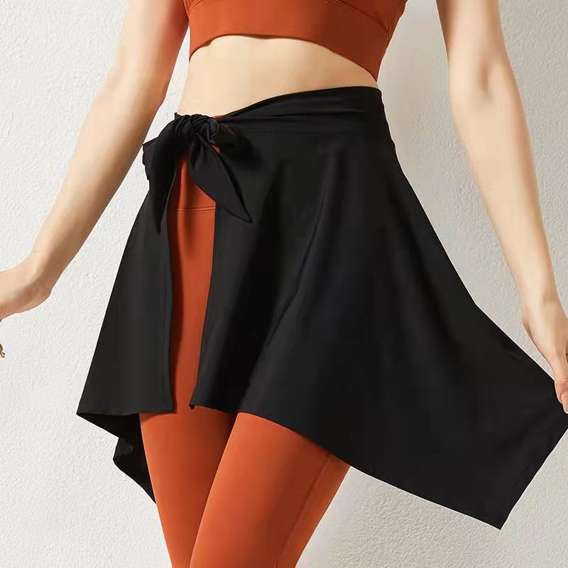 One-piece Lace-up Yoga Short Skirt Cover Shark Pants Quick-drying Butt-covering Bottom Booking Artifact for Women's Fitness Small Fart Curtain Hem