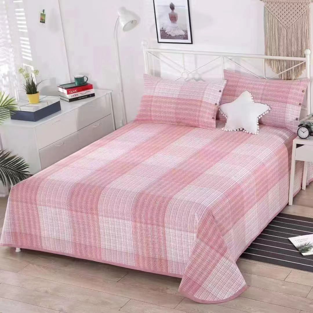 Picture of Summer Pure Cotton Coarse Cloth Cooling Mat Bed Sheet Three-Piece Set Kang Sheet Coarse Cloth Single Piece Linen Quilt Kang Sheet Houndstooth Pattern