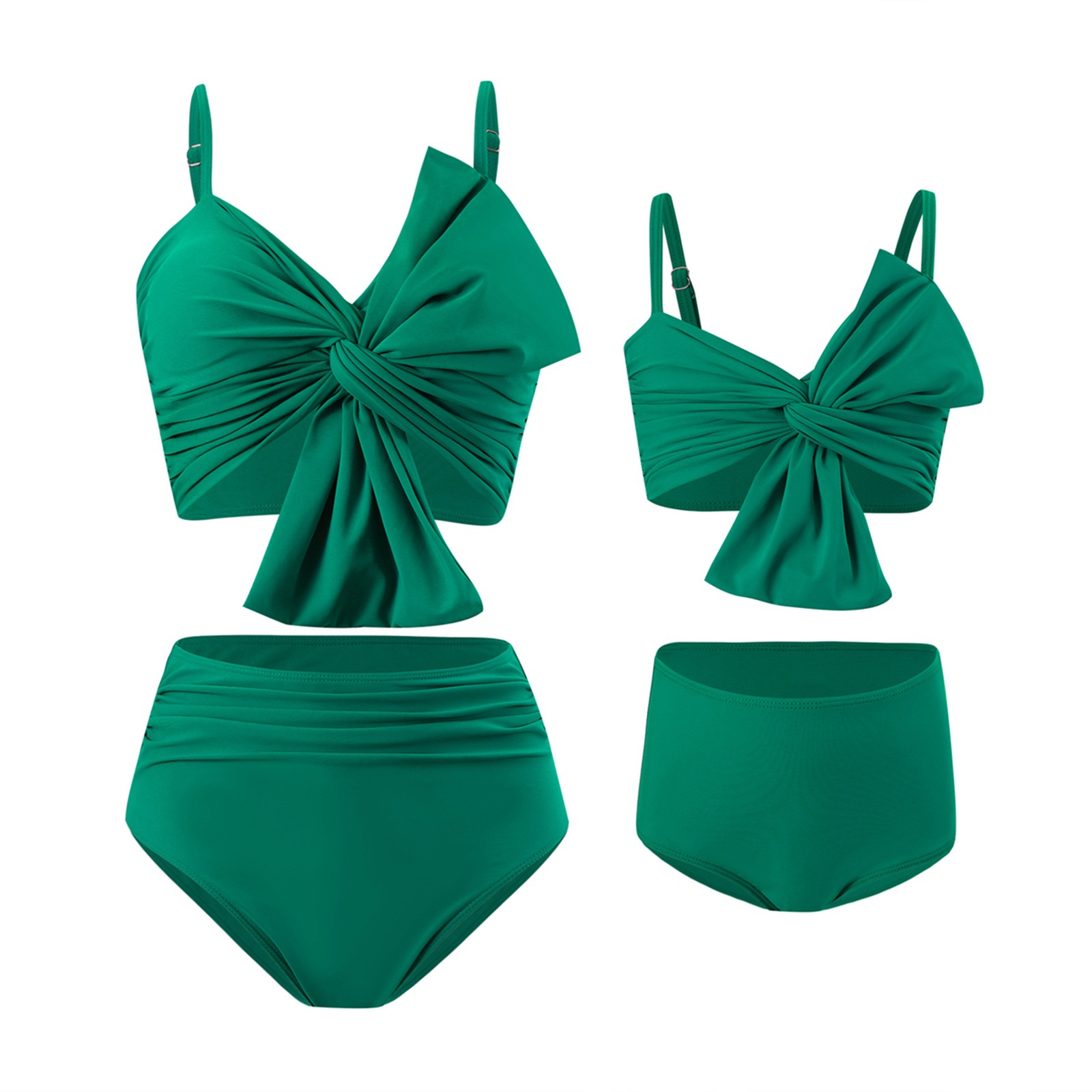 Picture of New European and American swimwear wholesale solid color large bow bikini Huludao printed swimming trunks parent-child split swimsuit