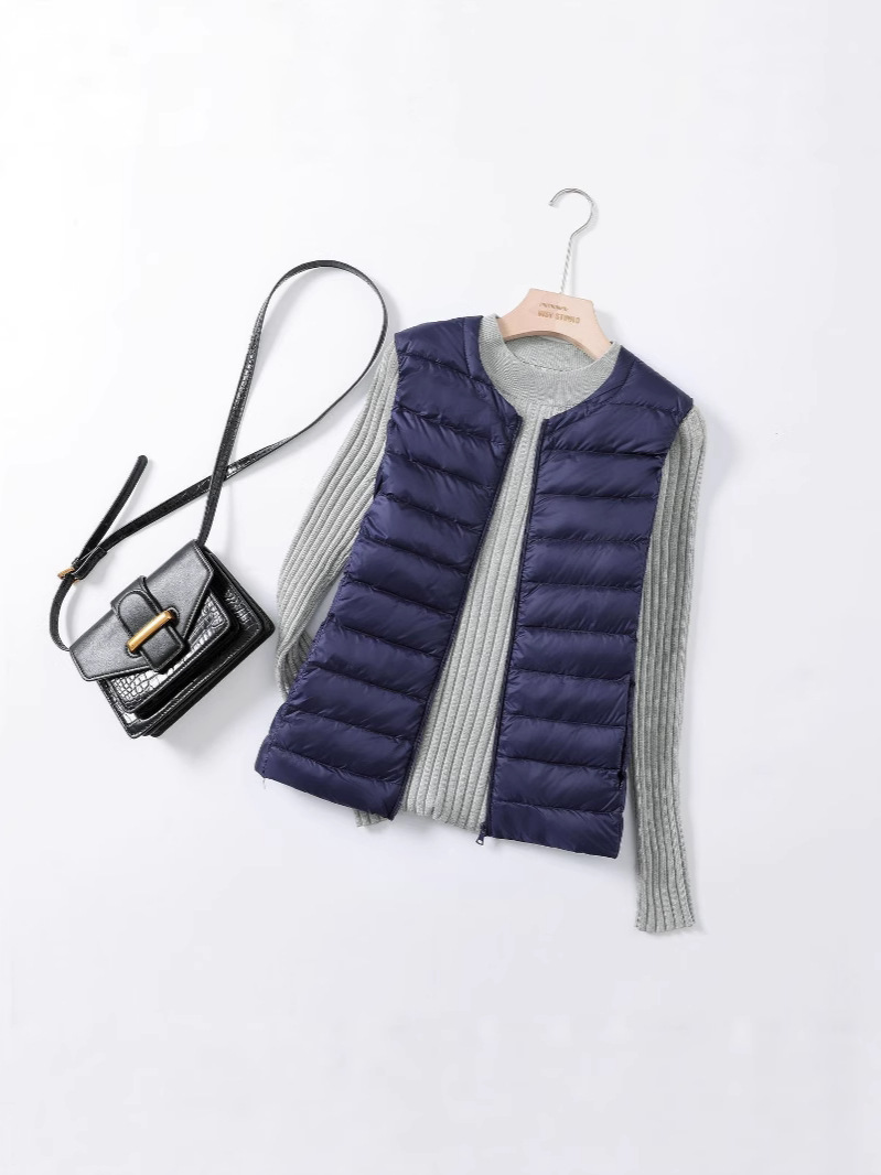 Picture of Plus Size 100kg Plus Size Plus Size Light down Jacket Collarless down Vest Women's Vest Vest Outer Wear Extra Large