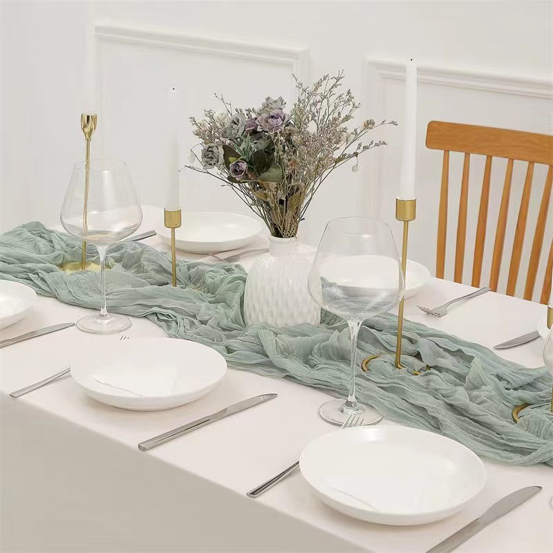 Cross-border Bali Yarn Fold Cheese Slats Halloween Christmas Table Flag Wedding Wedding Party American Style Wrinkled Tablecloth Tablecloth