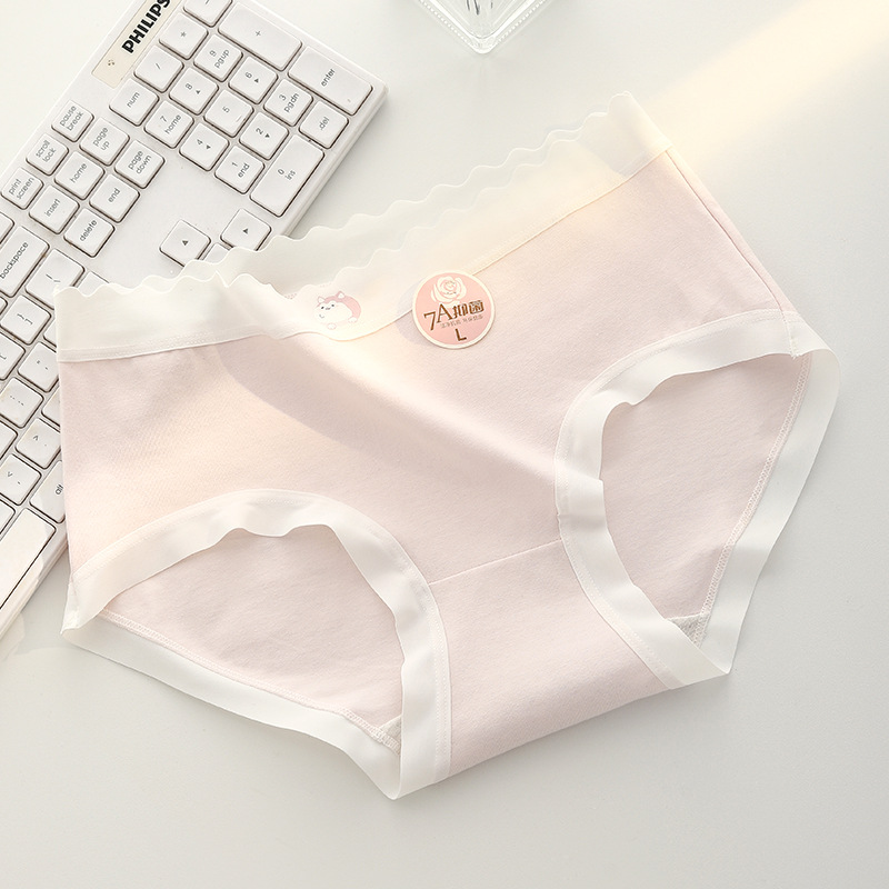 Picture of 7A Full Pants Anti-bacterial Underwear Women's Skin-friendly Breathable Anti-bacterial Pure Cotton Stall Cloud Soft Cotton Sense No-mark Naked Sense Elastic Underwear