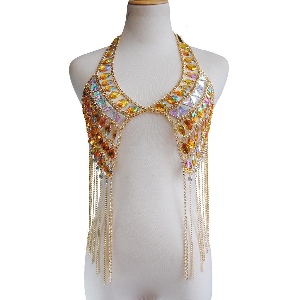 Picture of HOT European and American Explosions Cross-border Accessories Retro Stitching European and American Style Acrylic Pendant Fashion Bra Body Chain