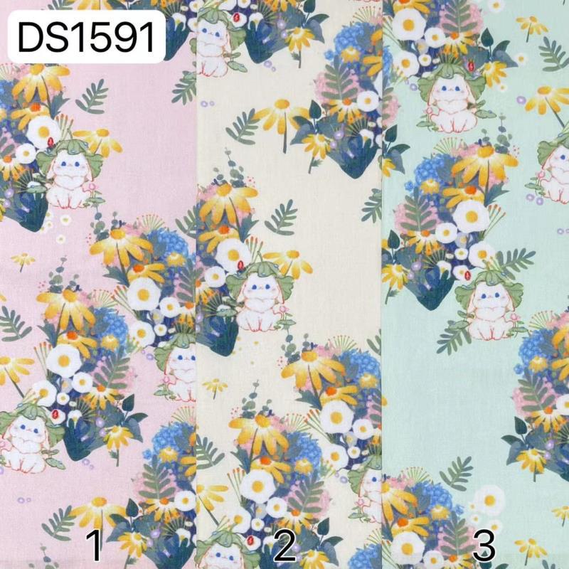 40 cotton digital printed cloth national style cartoon rabbit flower cotton children's shirt cloth bag printed fabric