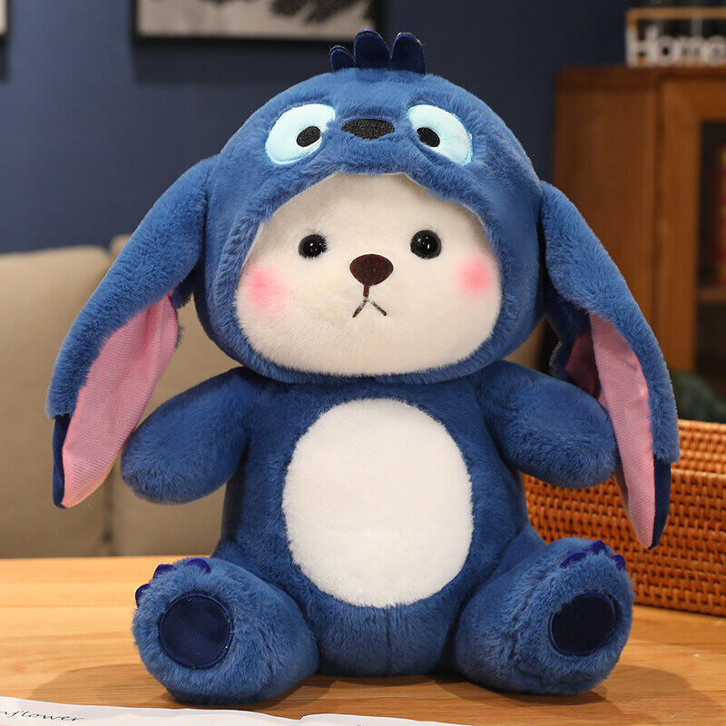 Picture of Blue Transformation Bear Little Bear Doll Strawberry Bear Red Doll Rag Doll Plush Toy Valentine's Day Gift for Girls