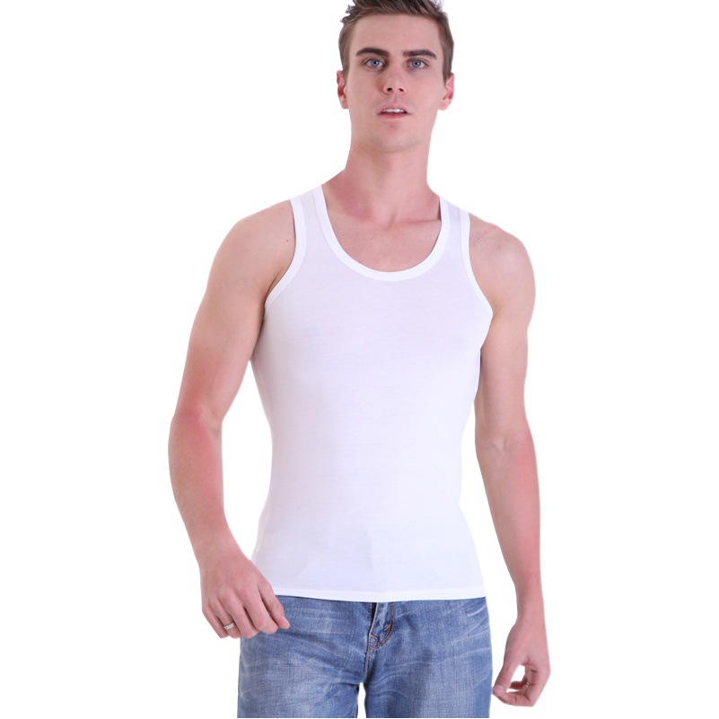 Summer Men's Modal Vest Ice Silk Sleeveless Fitness Training I-Character Sports Thin Narrow Shoulder Crewneck Base Shirt