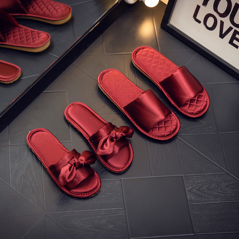 Wedding Newlywed Sandals, Dowry Bride's Dressing Gown Slippers, Festive Red Wedding Shoes, High-End Light Luxury One-Piece Drop Shipping