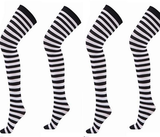 Picture of Halloween Christmas Striped Stockings Party Costume Accessories Over-the-Knee Stockings Striped Pantyhose