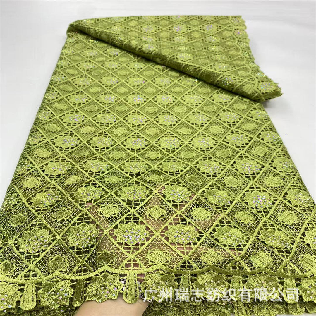 New Milk Silk Cut Out Embroider Diamond Embroidered Cloth African Water-Soluble Embroider Fashion Dress Lace Fabric Lace