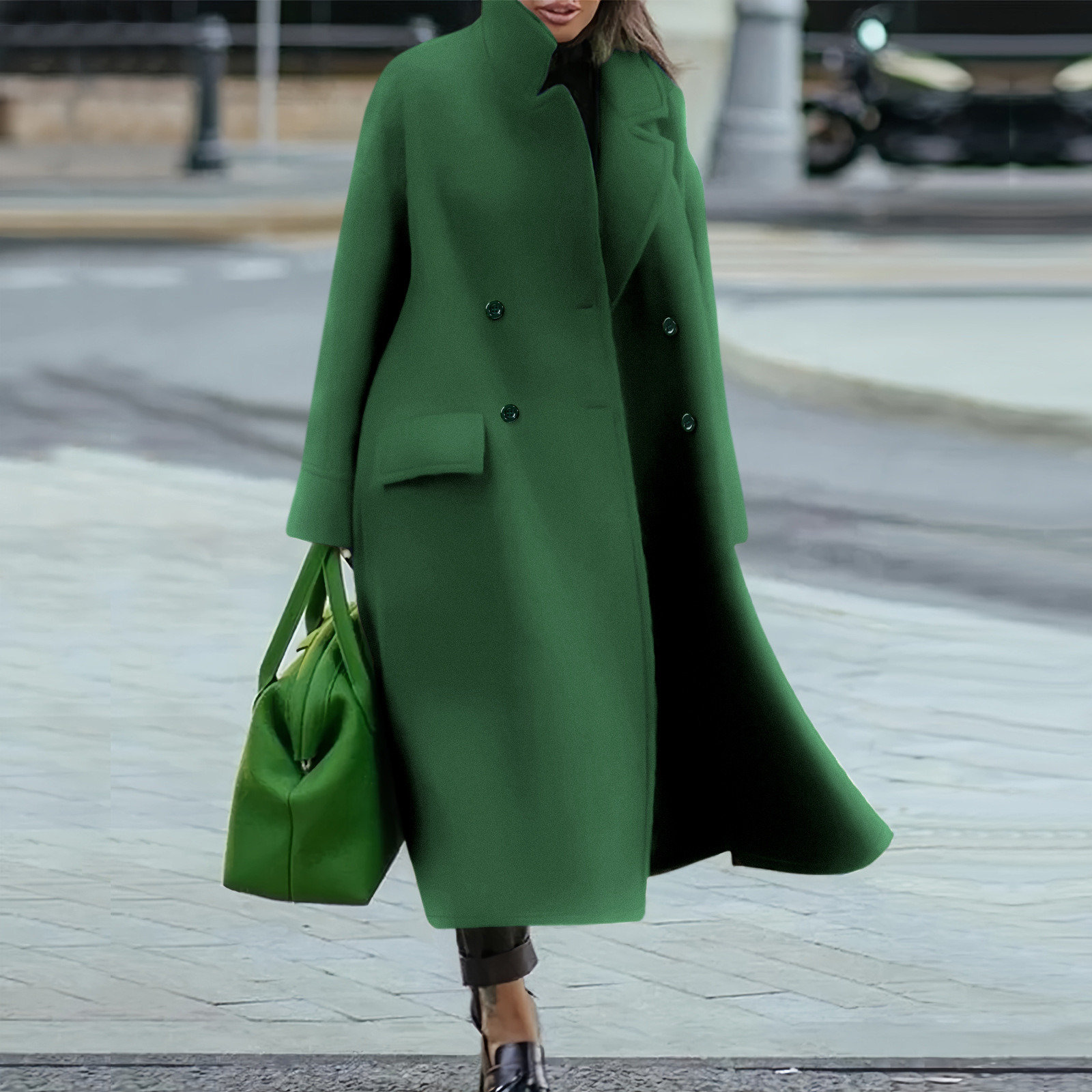 Picture of Amazon Cross-border Foreign Trade Europe and America Explosions Loose Winter and Autumn Women's Woolen Jacket Warm Commuting Elegant Coat