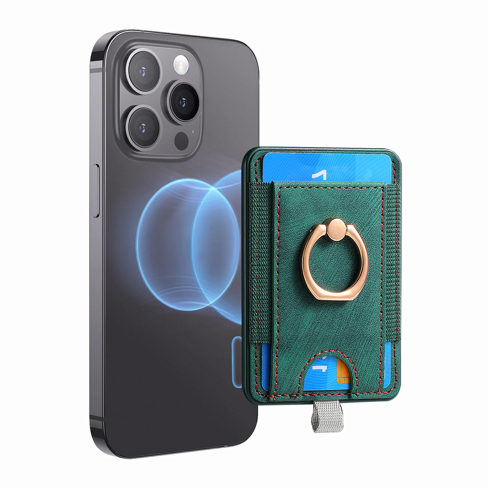 Picture of Magnetic magsafe card holder back sticker strong magnetic multi-function mobile phone card holder card holder card coin holder hardware ring