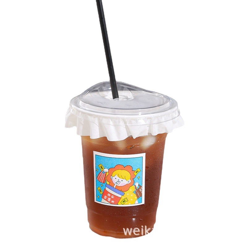Coffee milk tea cup 500ml plastic beverage raw coconut latte disposable packaging pet with lid ice powder cold drink cup