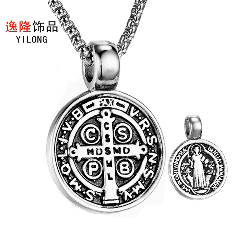 Foreign Trade Jewelry Stainless Steel Cross Religious Necklace Exwdriver Saint Brand Titanium Steel Pendant Pendant One Piece Generation