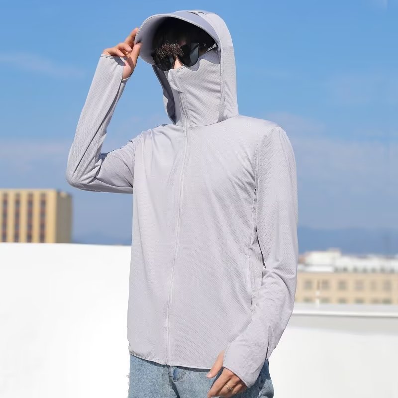 New Ice Silk Sunscreen Suit Summer Long-sleeved Lightweight Breathable Face-covering Casual Korean Style Fashionable Jacket Thin UV Protection