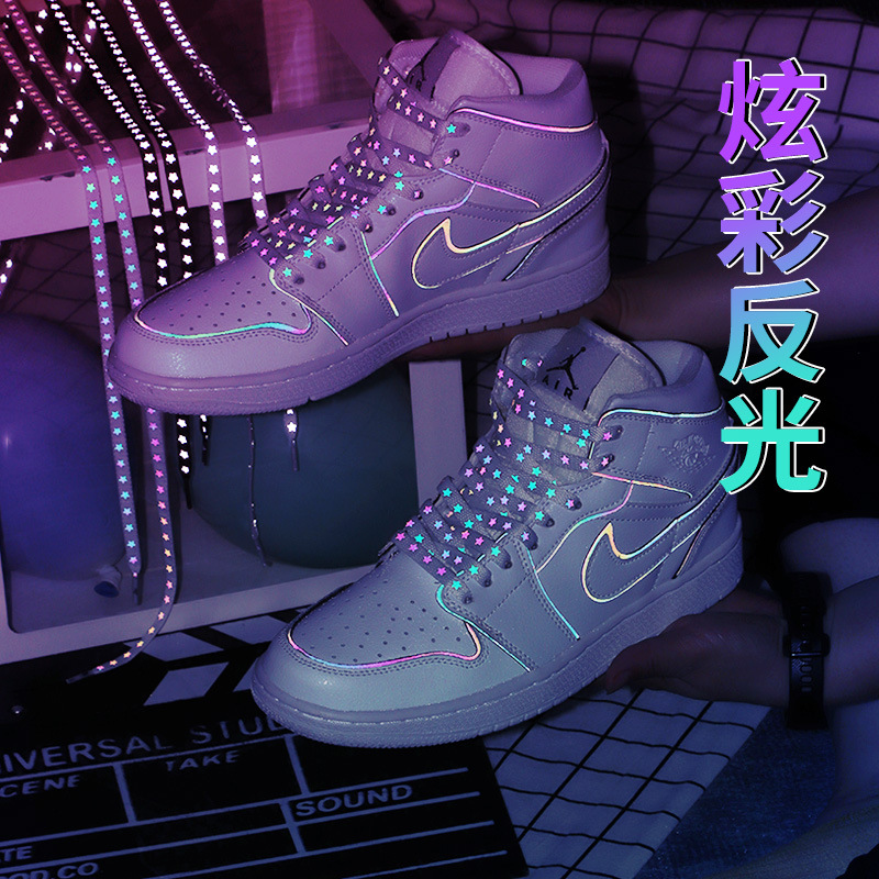 Reflective shoes strap flat personality fashion fashion sports canvas shoes basketball shoes air force one black and white wholesale can be set
