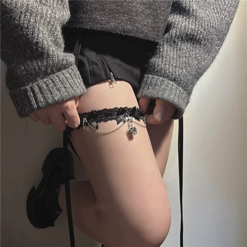 Picture of Dark Princess Original Lolita Red Lace Crown Lace Leg Ring Gothic Sexy Jk Spice Bow Leg Chain